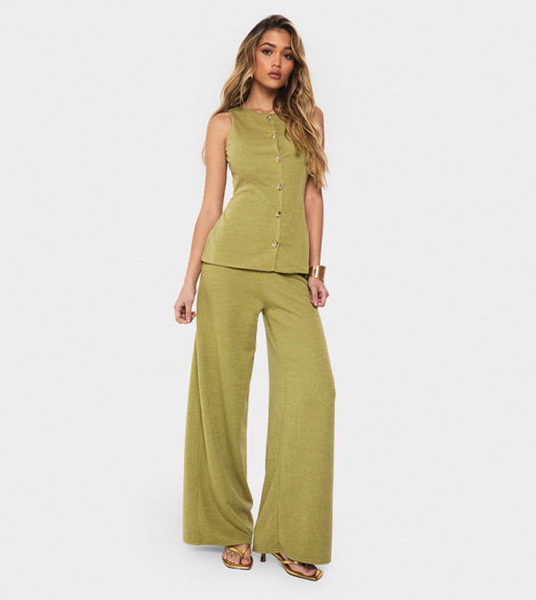 Textured Wide Leg Trousers