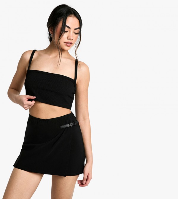 Bengaline Buckle Detail Mini Skort