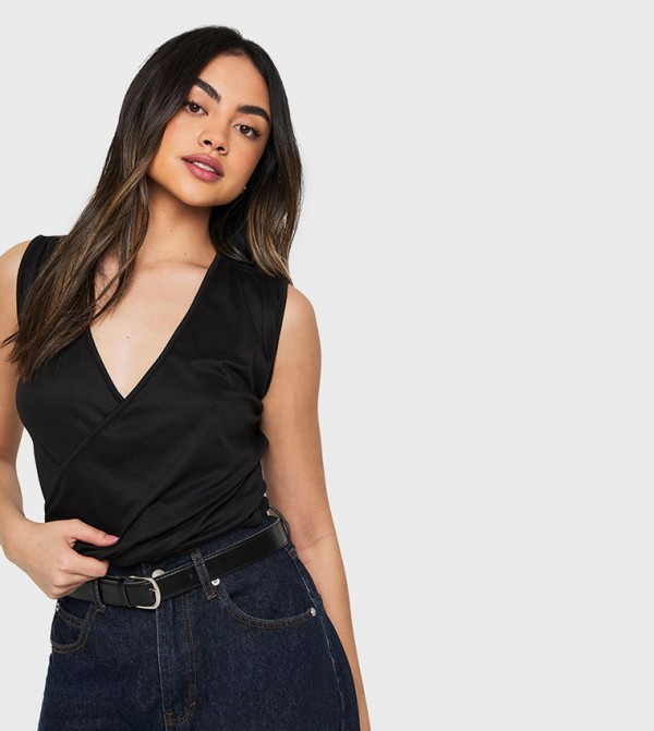 Wrap Front Drape V-Neck Top