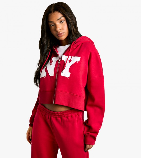 Appliqued Boxy Zip-Through Jacket