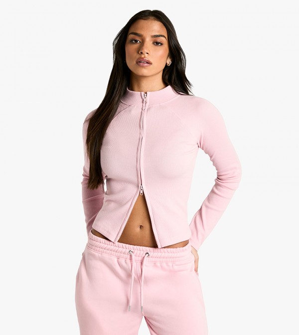 Ribbed Zip-Through Top