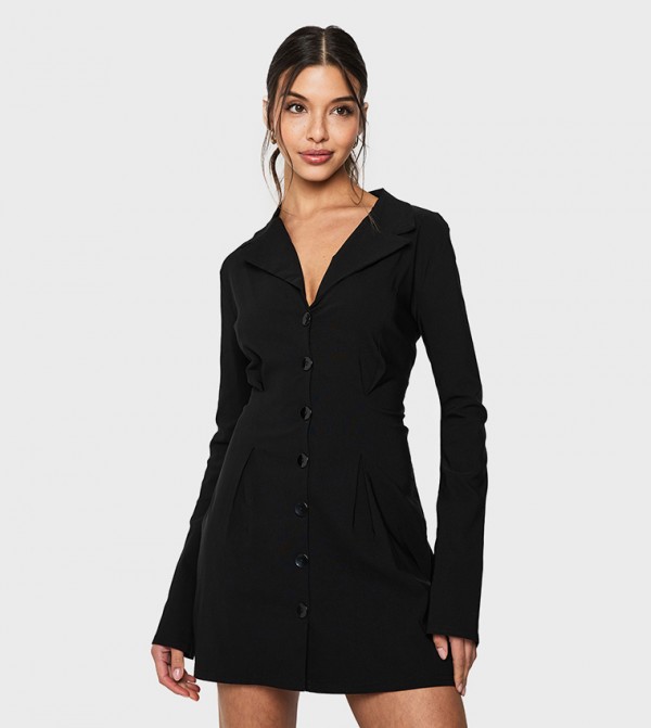 Cinched Long Sleeves Blazer Mini Dress