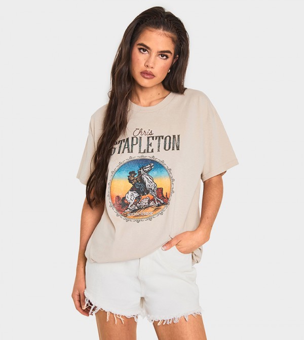Chris Stapleton License Printed Oversized T-Shirt
