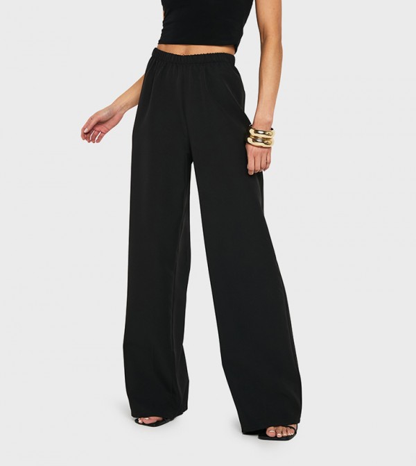 Elastic Waist Wide Leg Trousers