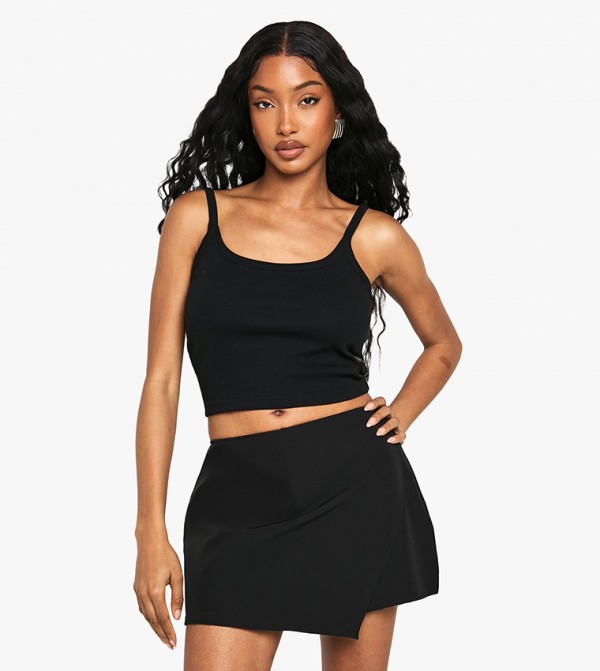 Solid Asymmetric Mini Skort