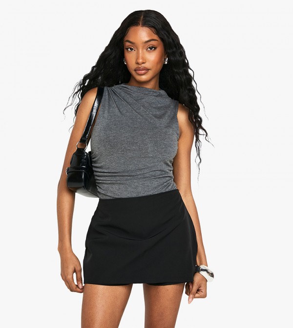 Solid Woven Mini Skort