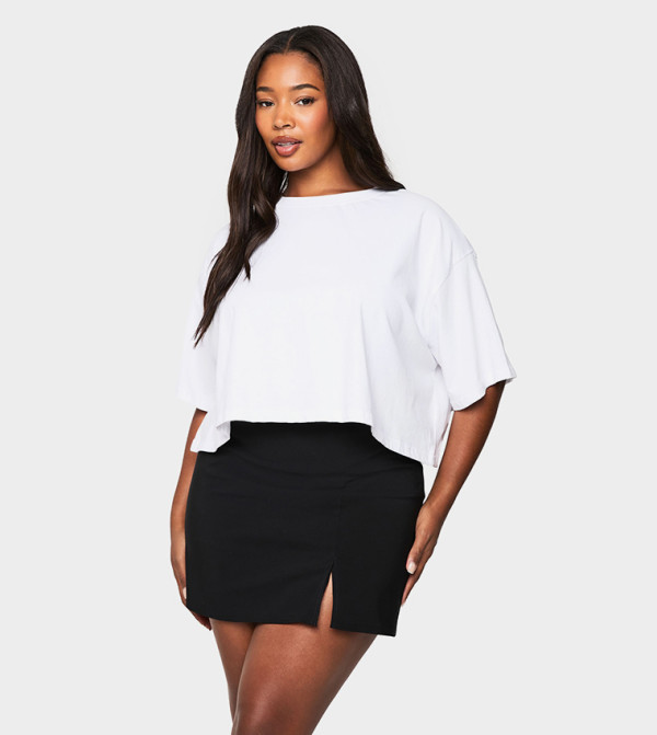 Curve Bengaline Split A-Line Skirt