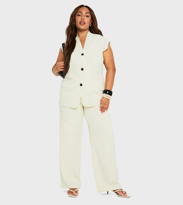 بنطال واسع بخصر عالي للمقاسات الكبيرة 