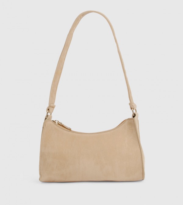 Faux Suede Structured Shoulder Bag