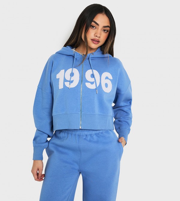 1996 Self Fabric Applique Cropped Hooded Jacket