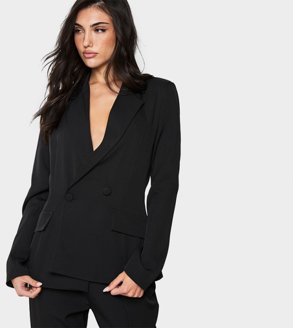 Lapel Collar Double Breasted Blazer