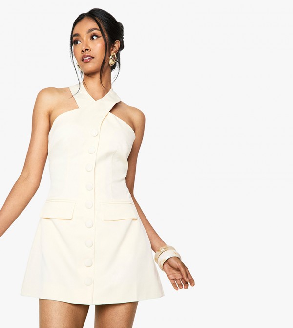 Halterneck Tailored Mini Dress
