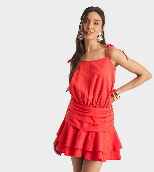 Ruched Strappy Mini Dress