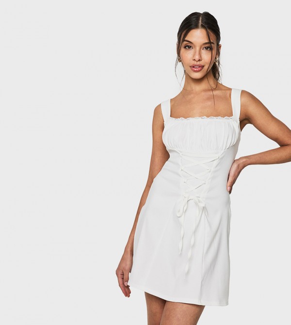 Lace-Up Milkmaid Mini Dress