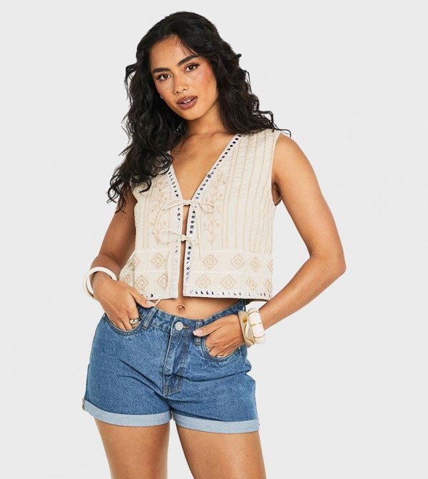 High Waist Roll Hem Denim Shorts