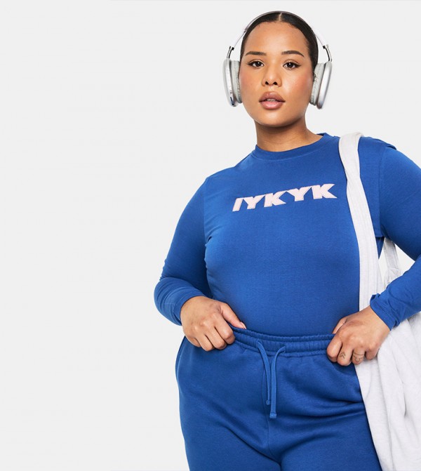 Curve Iykyk Fitted Long Sleeves Top