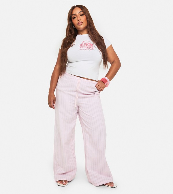 Curve Striped Drawstring Waist Trousers