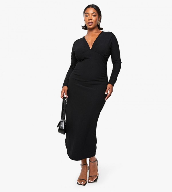 Curve Ribbed Ruched Midaxi Dress