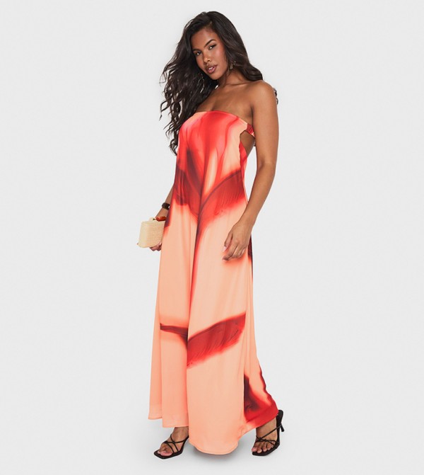 Tropical Print Column Maxi Dress