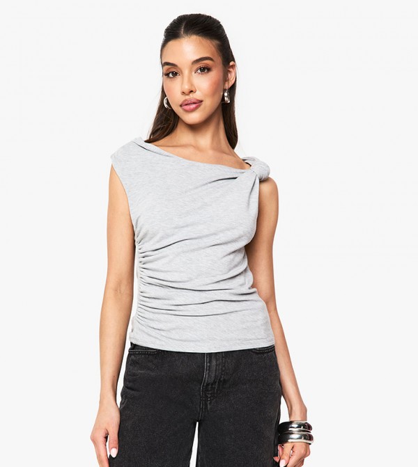 Marl Knot Shoulder Sleeveless Top