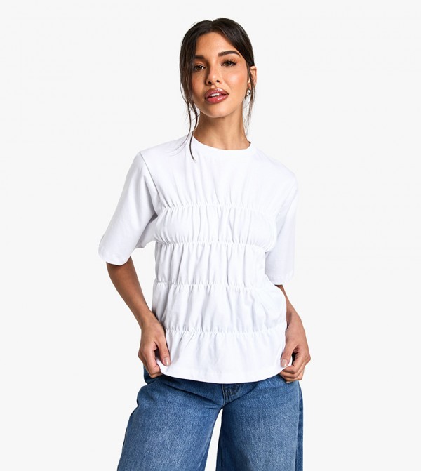 Shirred Cap Sleeves Top