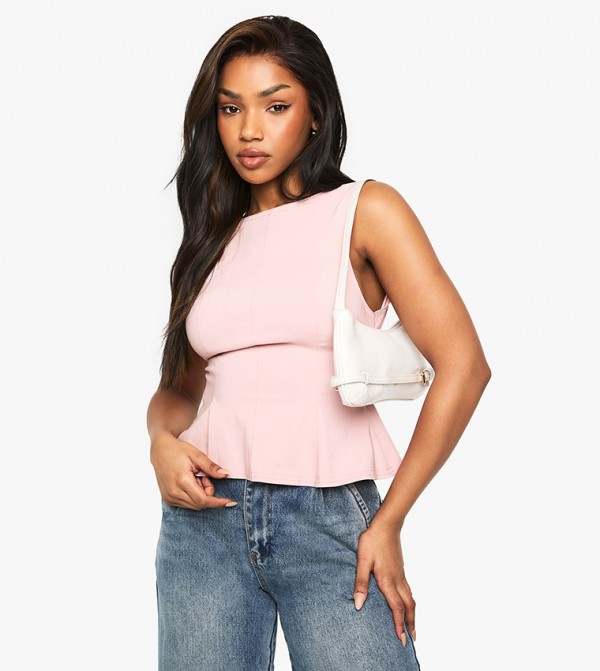 Bengaline Tied Open Back Peplum Top