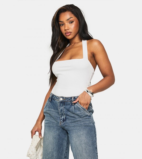 Super Soft Square Neck Halterneck Top
