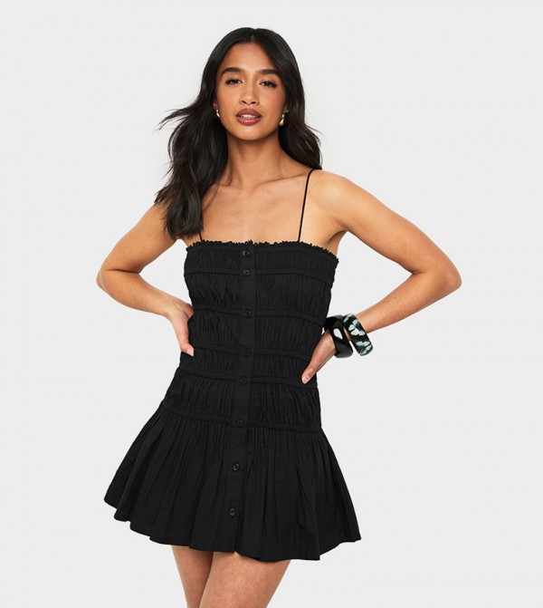 Petite Smocked Strappy Mini Dress