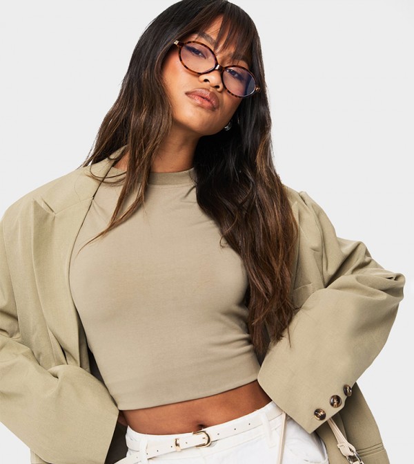 Solid Short Sleeves Crop Top