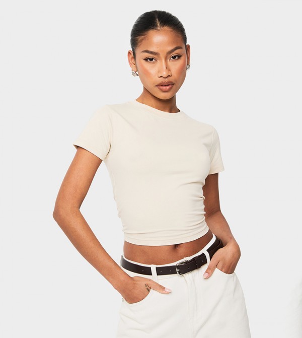 Crew Neck Short Sleeves Fitted T-Shirt