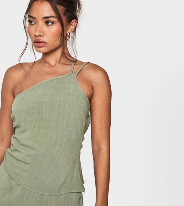 Linen Look Asymmetric Cami Top