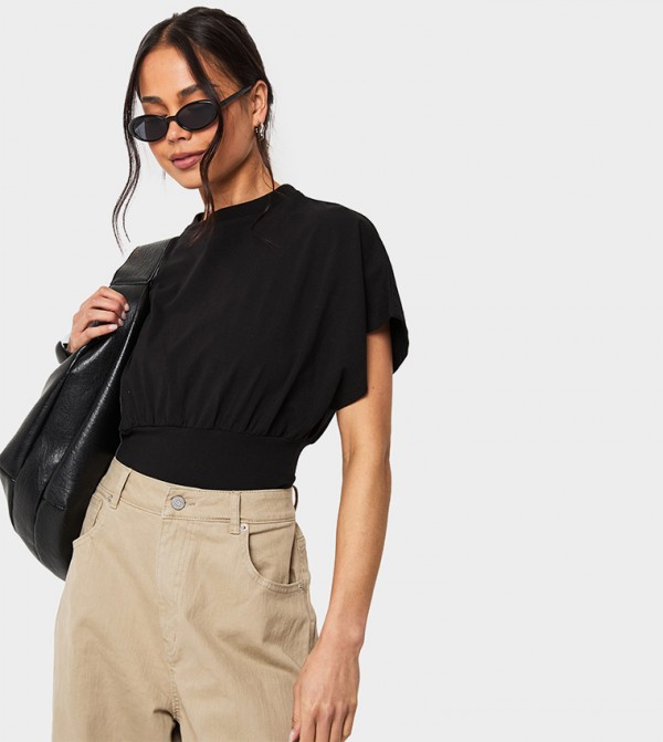High Neck Extended Sleeves Top