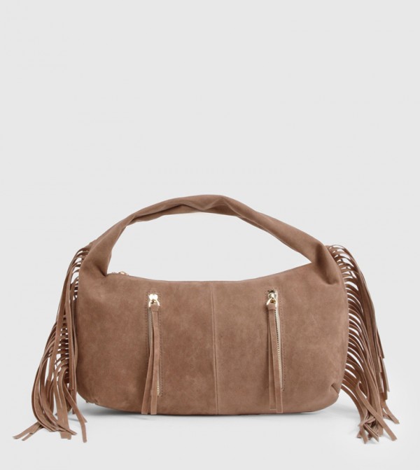 Faux Suede Slouchy Shoulder Bag
