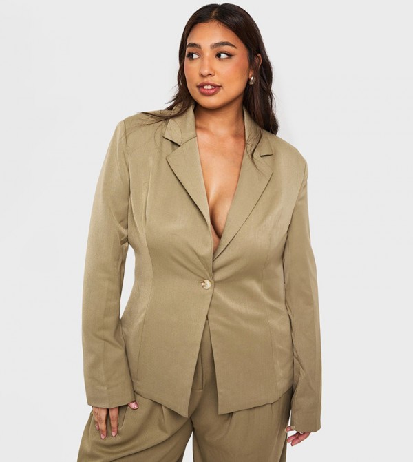 Curve Cinched Long Sleeves Blazer