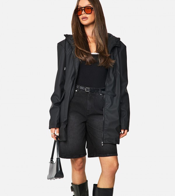 Zippered Long Sleeves Hooded Jacket