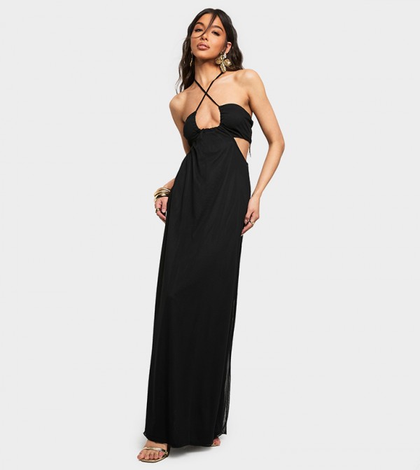 Slinky Cut-Out Halterneck Maxi Dress