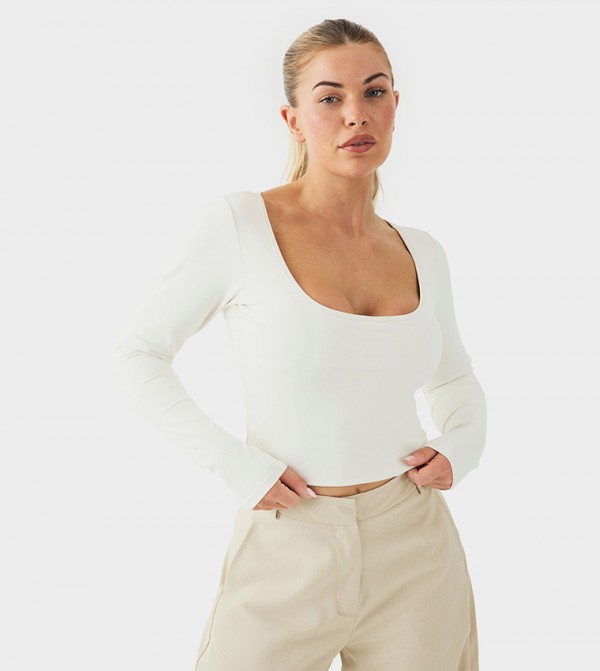Buttery Soft Built In Padded Long Sleeves Crop Top