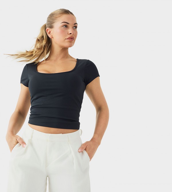 Premium Built In Padding Cap Sleeves Crop Top
