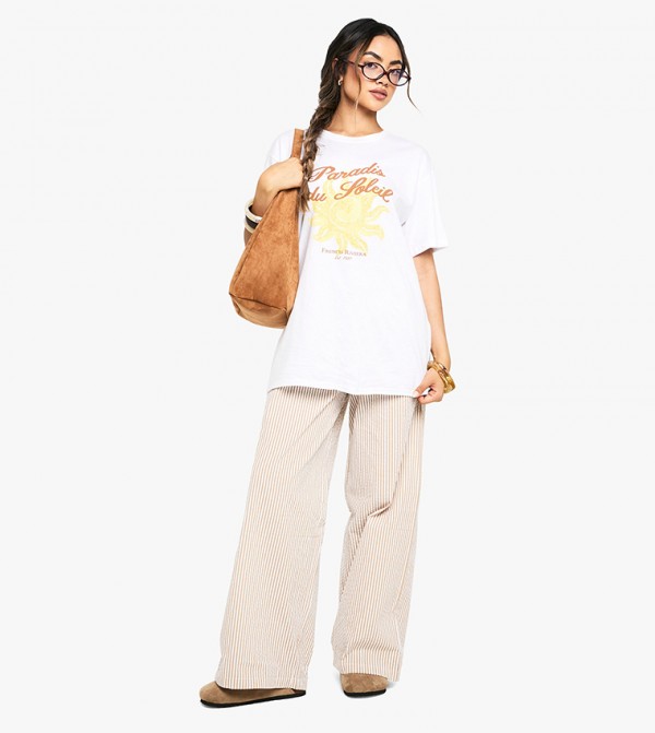 Pinstriped Wide Leg Trousers