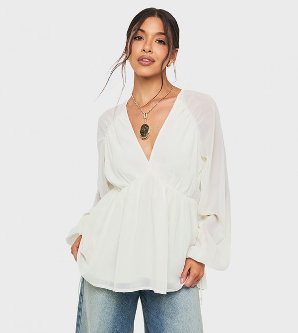 Chiffon Puff Sleeves Top