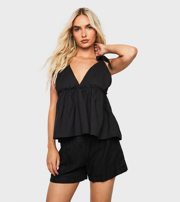 Linen Tie Shoulder Cami Top