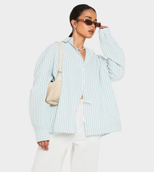 Striped Long Sleeves Oversized Shirt
