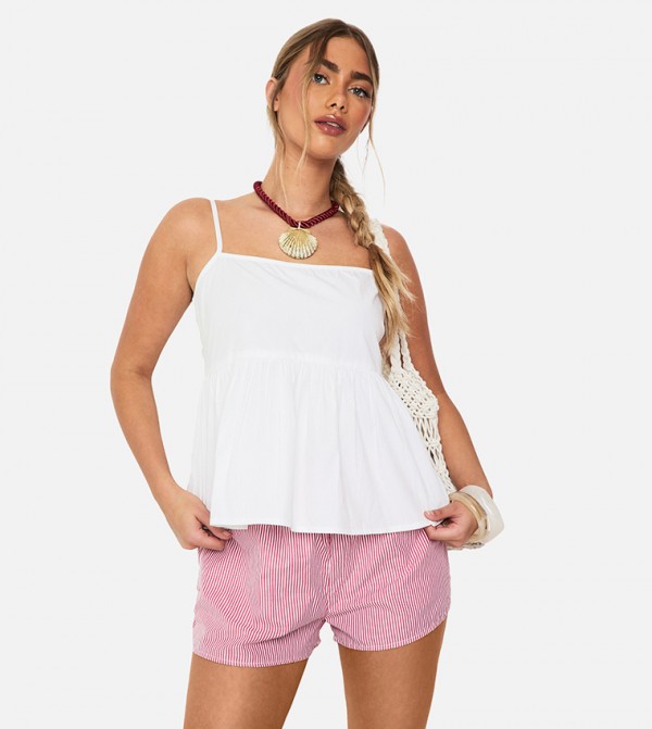 Solid Peplum Cami Top