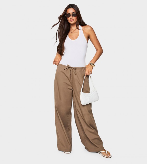 Cotton Poplin Wide Leg Trouser