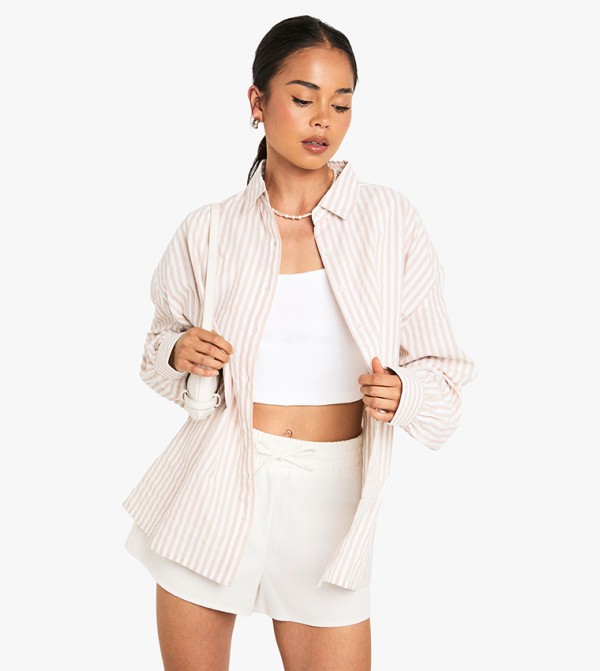 Striped Long Sleeves Oversized Shirt