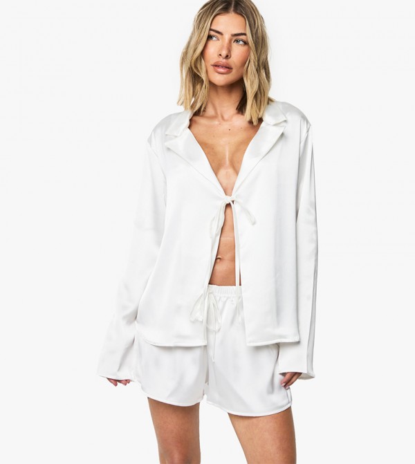Bridal Satin Long Sleeves Shirt