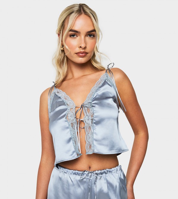Bridal Satin Lace Cami Crop Sleep Top