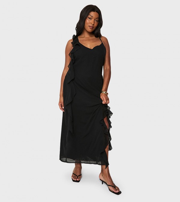 Curve Chiffon Ruffle Maxi Dress