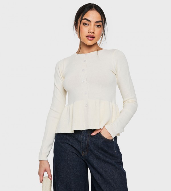 Cinched Waist Peplum Cardigan