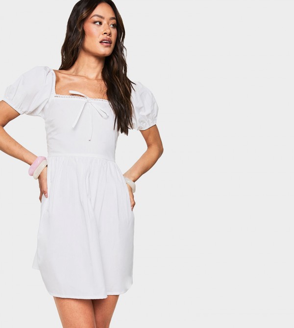 Tall Poplin Puff Sleeves Mini Dress